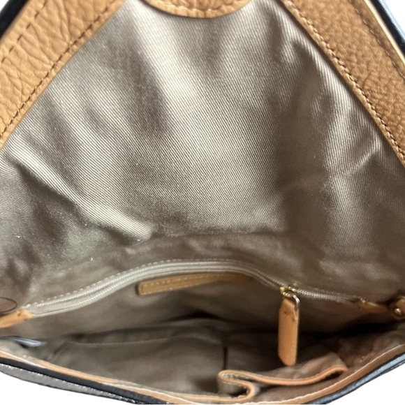 Banana Republic Theresa Envelope Clutch Leather Black Beige Tan Purse Chain